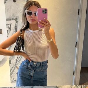NWT Mango Ribbed Crochet Top